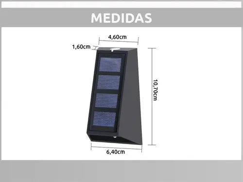 Aplique Exterior Bidireccional Panel Solar Luz Rgb Calida X2