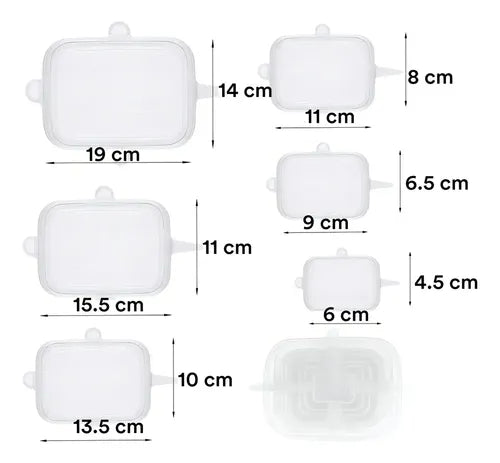 Tapas Silicona Set Reutilizable Ajustable Blanco