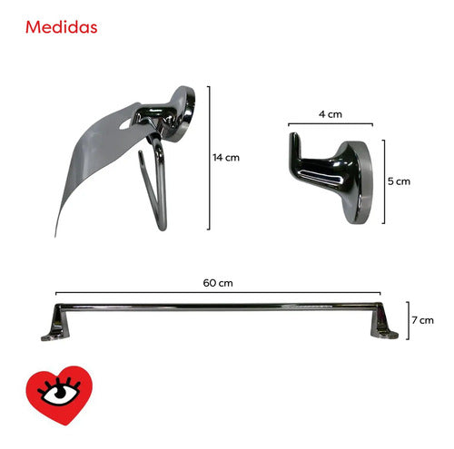 Kit Accesorios Baño 6 Piezas Esquinero Plateado