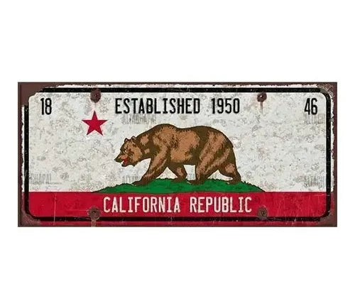 Cartel Chapa Patente California Republic