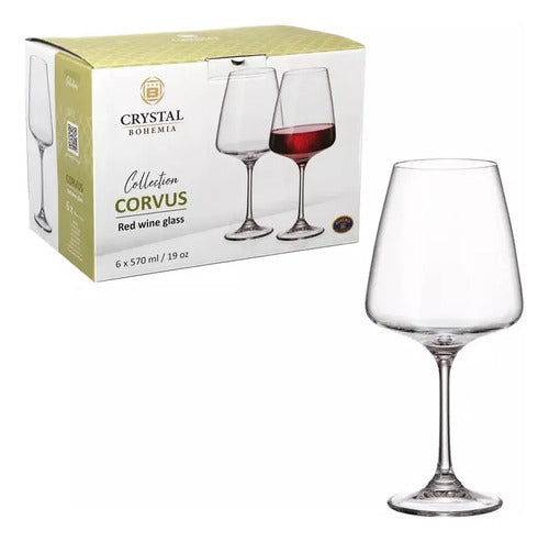 Copas Vino Crystal Bohemia Corvus Degustación 570ml Set X 6