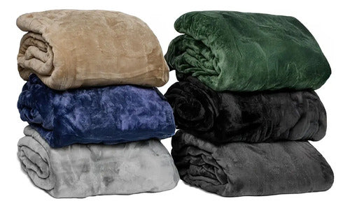 Frazada Flannel 2 Plazas Y Media Extrasuave Gruesa Liso 1.2 Kg Negro