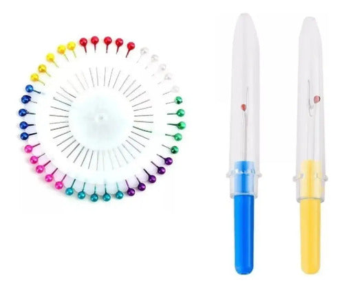 Kit Alfiler Cabeza De Color 40 U + 2 Abreojales Multicolor
