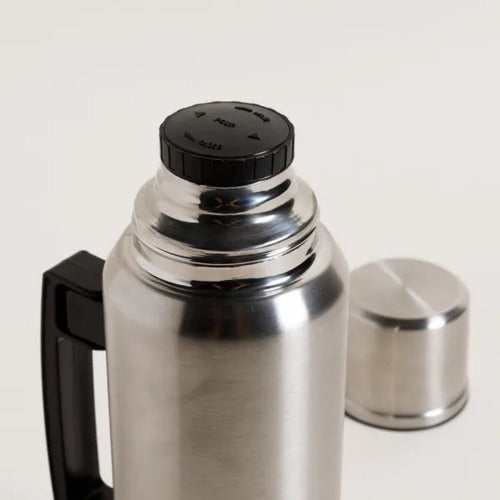 Termo Camping Acero Inoxidable 1 L Asa Abatible Plateado