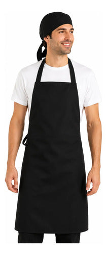 Delantal Cocina + Bandana Pirata Antimancha Negro