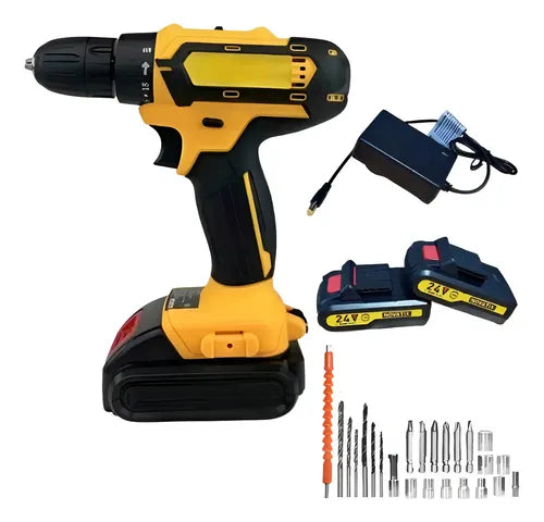 Taladro Atornillador Novatix Inalámbrico Con 2 Baterías Negro Amarillo