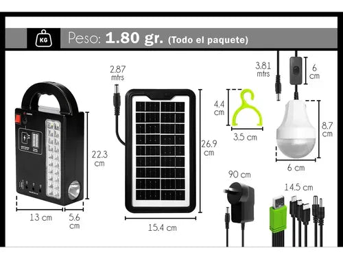 Luz De Emergencia Led Panel Solar Lampara Portatil Libercaml