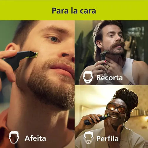 Afeitadora Philips Oneblade Pro Qp6532/10 - Peine Ajustable Con 12 Longitudes, 90 Min De Uso Continuo Y 100% A De Agua - No Irrita Negro