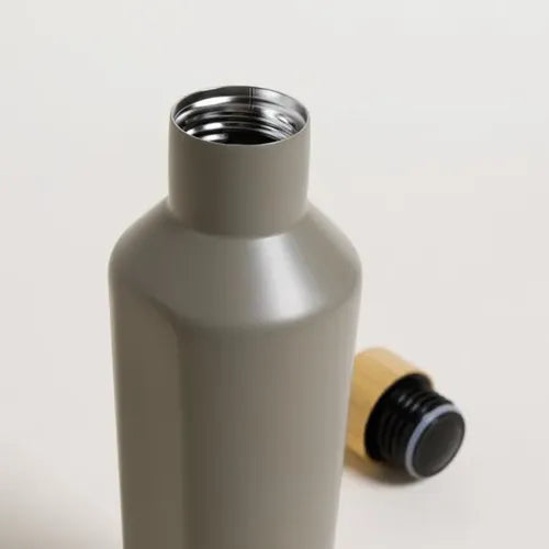Botella Térmica Acero Inox Verde Musgoy Tapa Bamboo 450 Ml