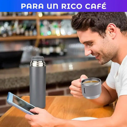 Termo de Acero Inoxidable 500 Ml con 3 Tazas Verde Claro · 16810 · foto 03