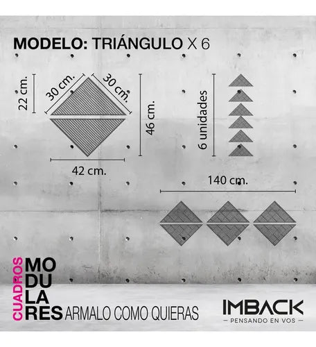 Cuadro Madera Calado 6 Triangulos Moderno Living Decorativo