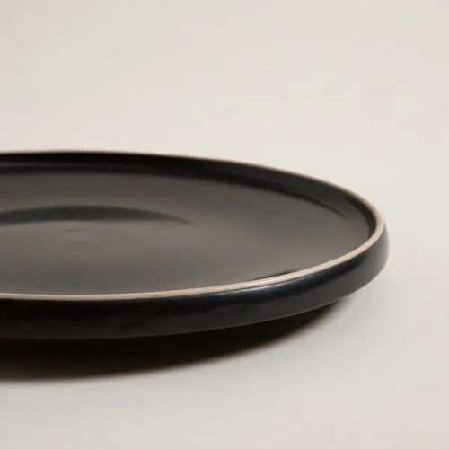 Plato Playo Tozeur Negro Con Borde Natural De 26cm Ceramica