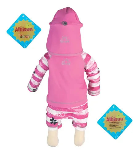 Remera con Protección UV Bebé Boxer y Gorra Cubre Nuca Flores Fucsia 6-9 Meses · 16638 · foto 01