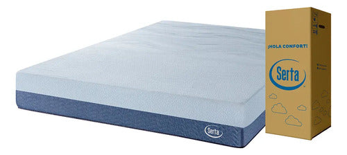 Colchón En Caja 2 Plazas 140x190 Espuma De Alta Densidad En Caja Serta Box Express Blanco Y Azul Blanco/azul