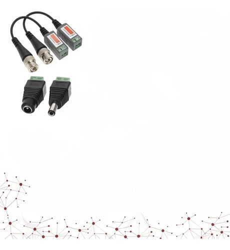 Par De Balun + Plug Macho Hembra Alimentación Cctv Redvision