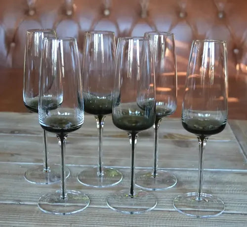 Set X6 Copas De Champagne Tallo Negro