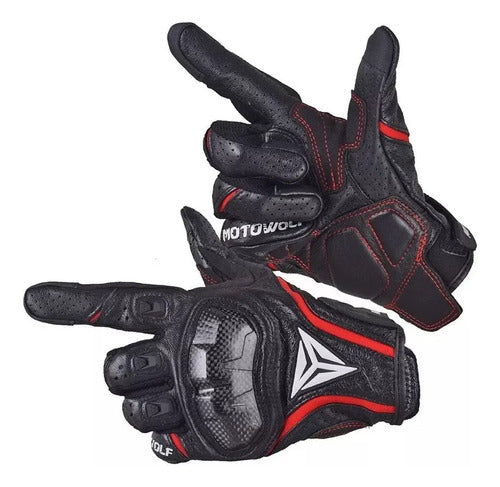 Guantes De Moto Motowolf Mdl0305 Para Montar Con Pantalla Tá Color Negro/rojo Talla L Negro/rojo L