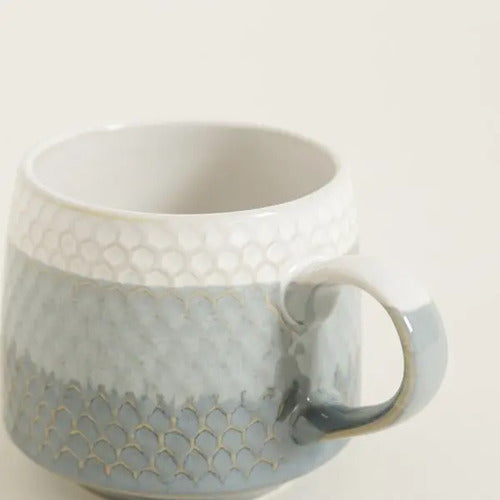 Tazon Tramado Degradé Aquamarine 600ml Cerámica Gris