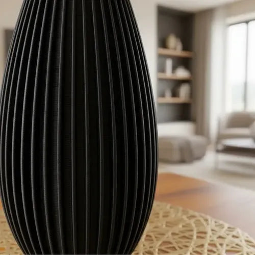 Florero Xl Decorativo Nórdico Moderno Minimalista 25cm Color Negro Rayas