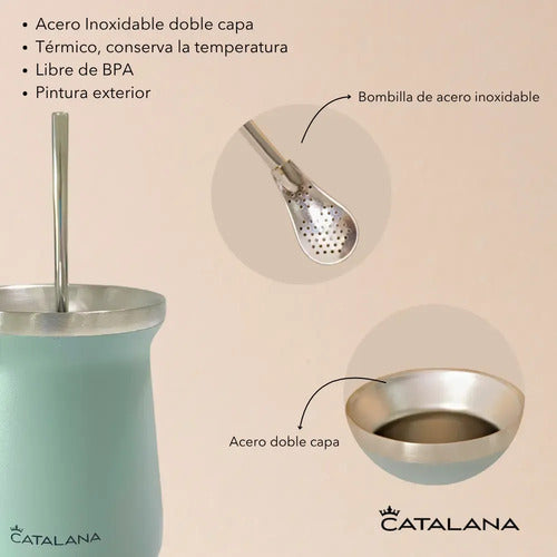 Kit Catalana Termo 1L con Mate Doble Acero Inoxidable 20 Horas Verde · 15992 · foto 07