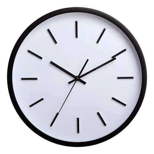 Reloj Pared 35 Cm Grande Minimalista Estructura Negro Fondo