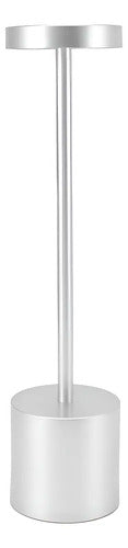 Lampara Velador Led Recargable Usb Tactil Mesa Estructura Plateado Pantalla · 18946 · foto 01