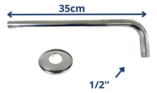 Flor de Ducha Lluvia Redonda 15,5cm Brazo Acero Inoxidable V Plateado Brillante · 18958 · foto 03