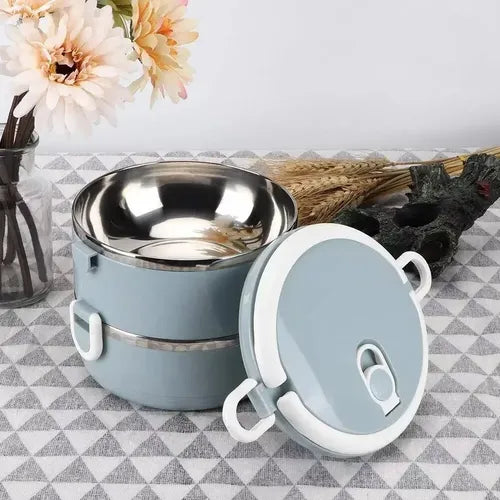 Lunchera Acero Inoxidable Doble 1,4l Celeste 2 Pisos