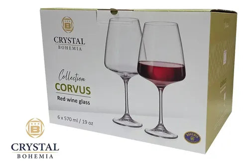 Copas Vino Crystal Bohemia Corvus Degustación 570ml Set X 6