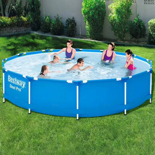 Pileta Estructural Redonda Bestway 56677 4678l Color Azul Piscina Steel Pro