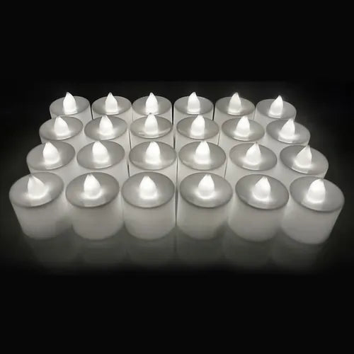 Velas Led Blanco Frio Con Pila X 24 Souvenir Fiestas (00244)