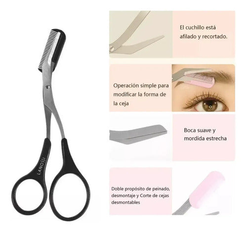 Kit de Cuidado para Cejas Lanossi Cepillo, Espejo y Pinza Negro · 17709 · foto 03