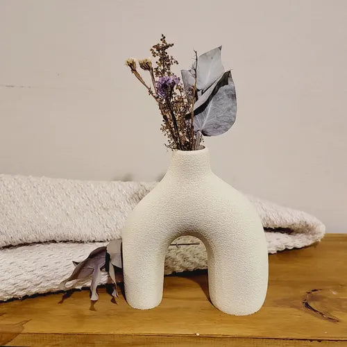 Florero Nórdico 3d Boho Crema 18x16 Cm 1u