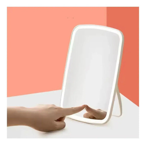 Espejo Rectangular de Maquillaje con Luz LED Táctil Recargable USB Rosa · 17128 · foto 03