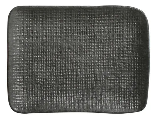 Fuente Rectangular X4 Cerámica Gres Gris Piedra 18cm Gris