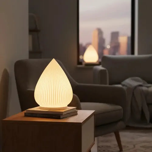 Velador Moderno Nórdico LED Impresión 3D Gota Blanco · 15286 · foto 07
