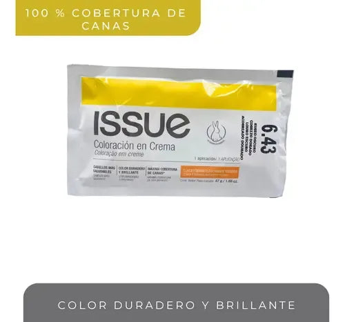 Tinte Capilar En Crema. Issue Baseline. Sachet 47g Tono 6.43 Rubio Oscuro Cobrizo Dorado