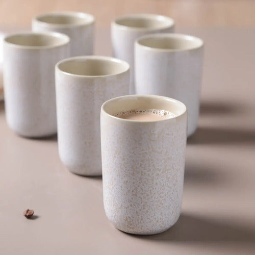 Vasos X4 De Cerámica De Gres Esmaltada | 220ml Crema/beige