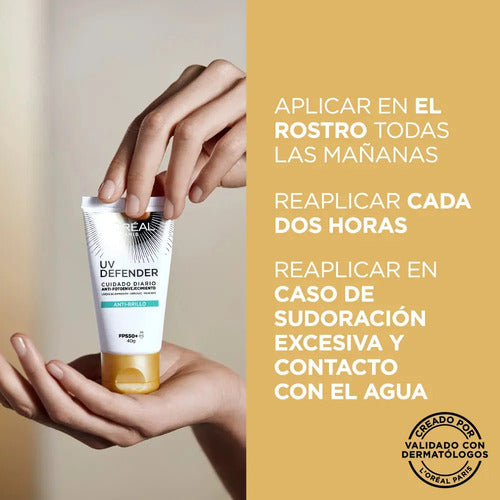 Protector Solar Facial L'Oréal Paris UV Defender Antibrillo FPS50+ sin Color X40ml · 17621 · foto 04