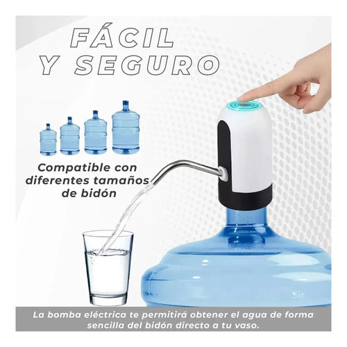 Dispenser de Agua Portátil Ideal Bomba de Bidones Usb Color Blanco · 18626 · foto 07