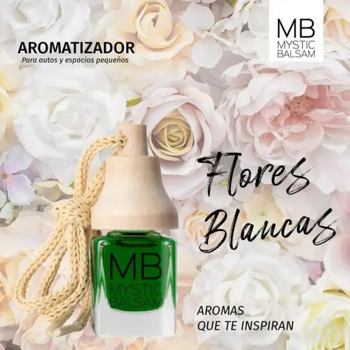 Perfume Aroma Para Auto Mb Mystic Balsam Colgante Madera Color Verde Fragancia Flores Blancas