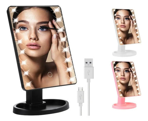Espejo de Maquillaje con Luz LED Táctil 16 Luces Negro · 17331 · foto 01