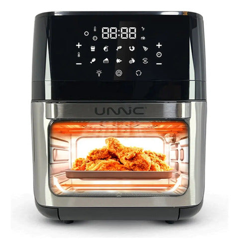 Freidora De Aire Sin Aceite Horno 12 L Digital Spiedo Unnic Color Negro