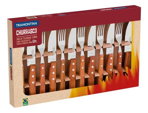 Juego De Cubiertos Churrasco Tramontina Barbecue 12 Piezas Color Natural