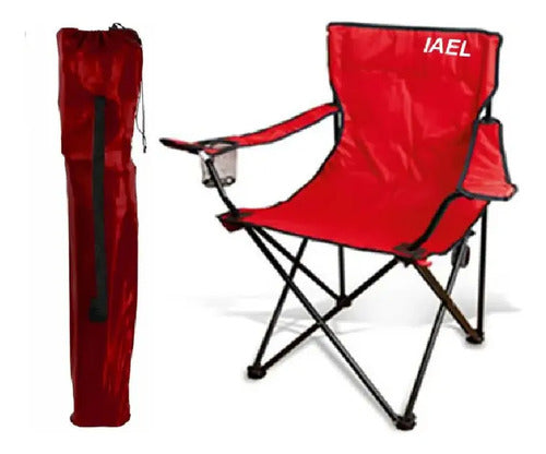 Silla Director Iael Camping con Apoyabrazos y Porta Vaso Rojo · 16936 · foto 01