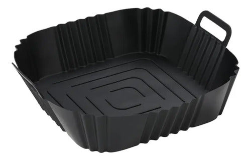 Molde Bandeja Silicona Cuadrado Freidora Negro