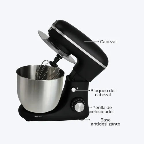 Batidora Planetaria Bowl 5 Litros 8 Velocidades De Pie 1300w Color Negro Frecuencia 50hz-60hz
