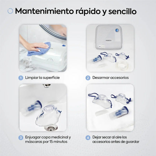Nebulizador Piston Silencioso Adultos Pediatrico Compresor Comun Femmto Blanco