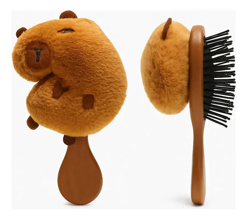 Cepillo para Cabello Capibara Peluche 3D Infantil 14x6cm Marrón · 17509 · foto 02