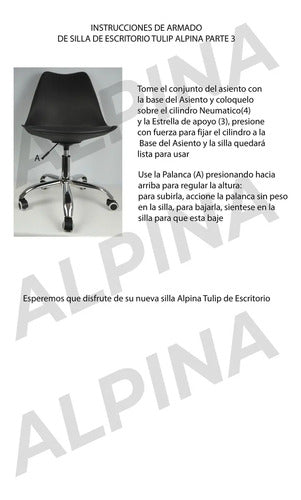 Silla De Escritorio Oficina Tulip Ruedas Giratoria Alpina Color Rosa Material Del Tapizado Cuero Sintético